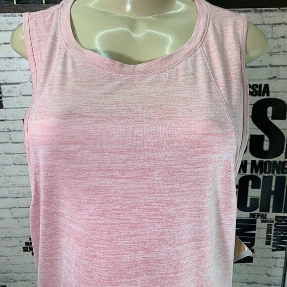 Reebok XL Zephyr Pink Heather Crew Neck Back Cut-Out Moisture Wicking Muscle Tee - Picture 2 of 6